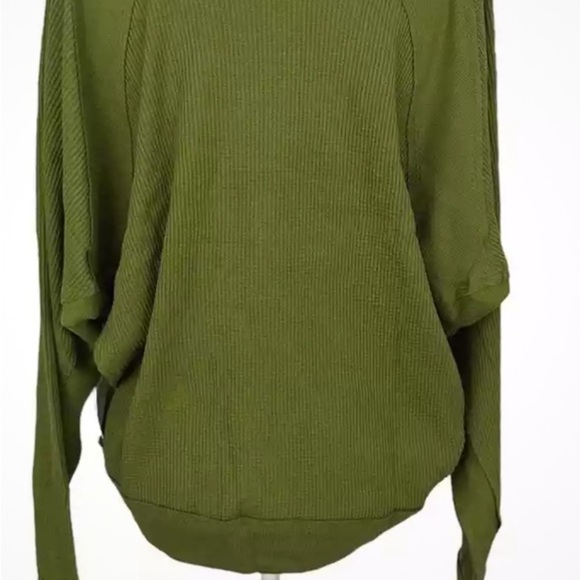 EUC! FREE PEOPLE Santa Clara Long Sleeve Thermal Knit Top Ferngully Green - Picture 4 of 8